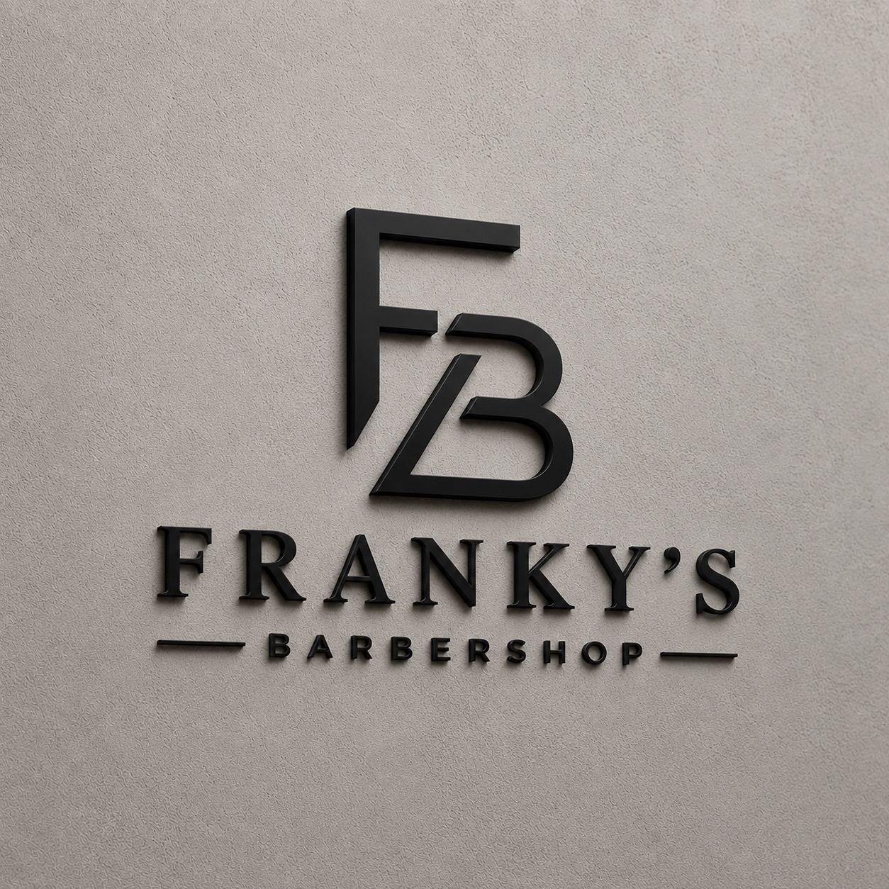 Het aangeleverde Franky's Barbershop-logo met het FB-monogram